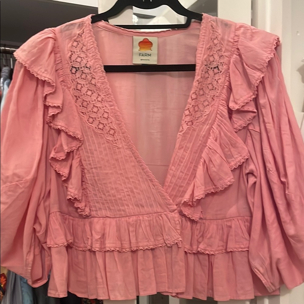 Farm Rio Pink Ruffled Women's Top